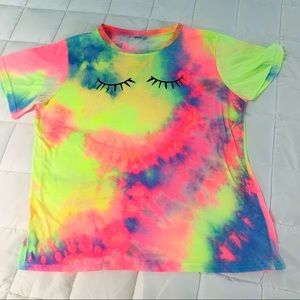 Neon Tie-Dye Eyelash Shirt